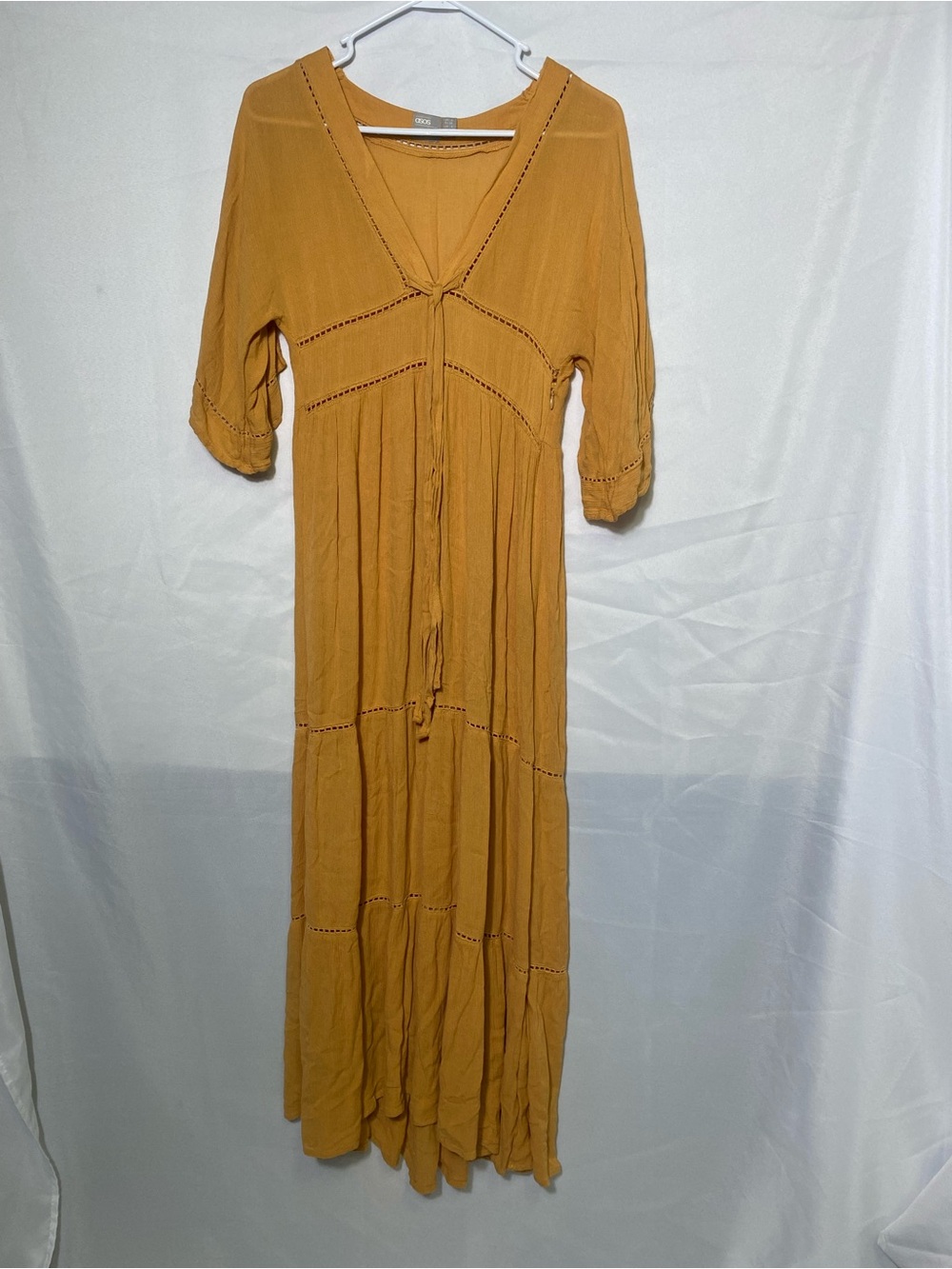 ASOS Boho Tie-Front Maxi Dress in Mustard